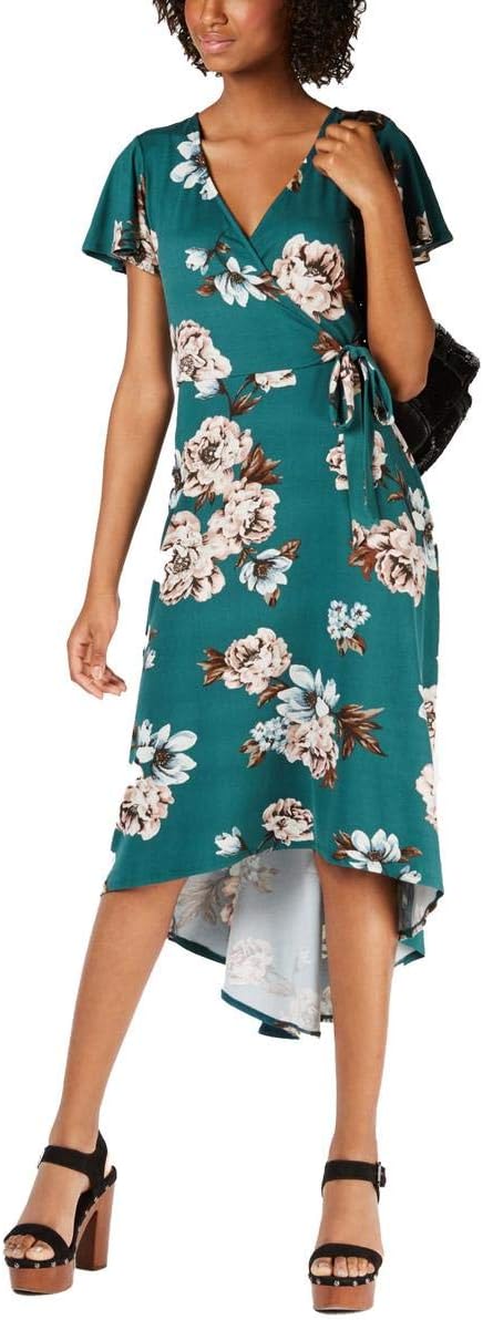 BCX Women's Hi-Low Floral Print Midi Dress  Color Green Size XS