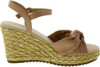 Anne Klein Women's Wheatley Faux Leather Sandal Wedge Heels  Nude Smooth Size 10
