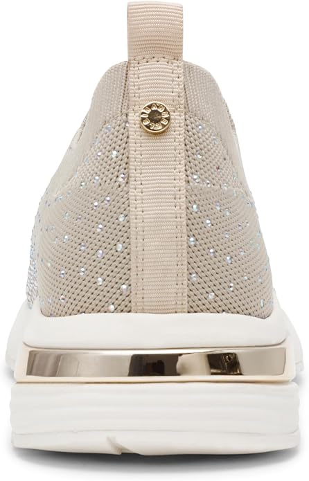 Anne Klein Women's Compete Embellished Slip On Sneakers  Bone Crystal Size 6