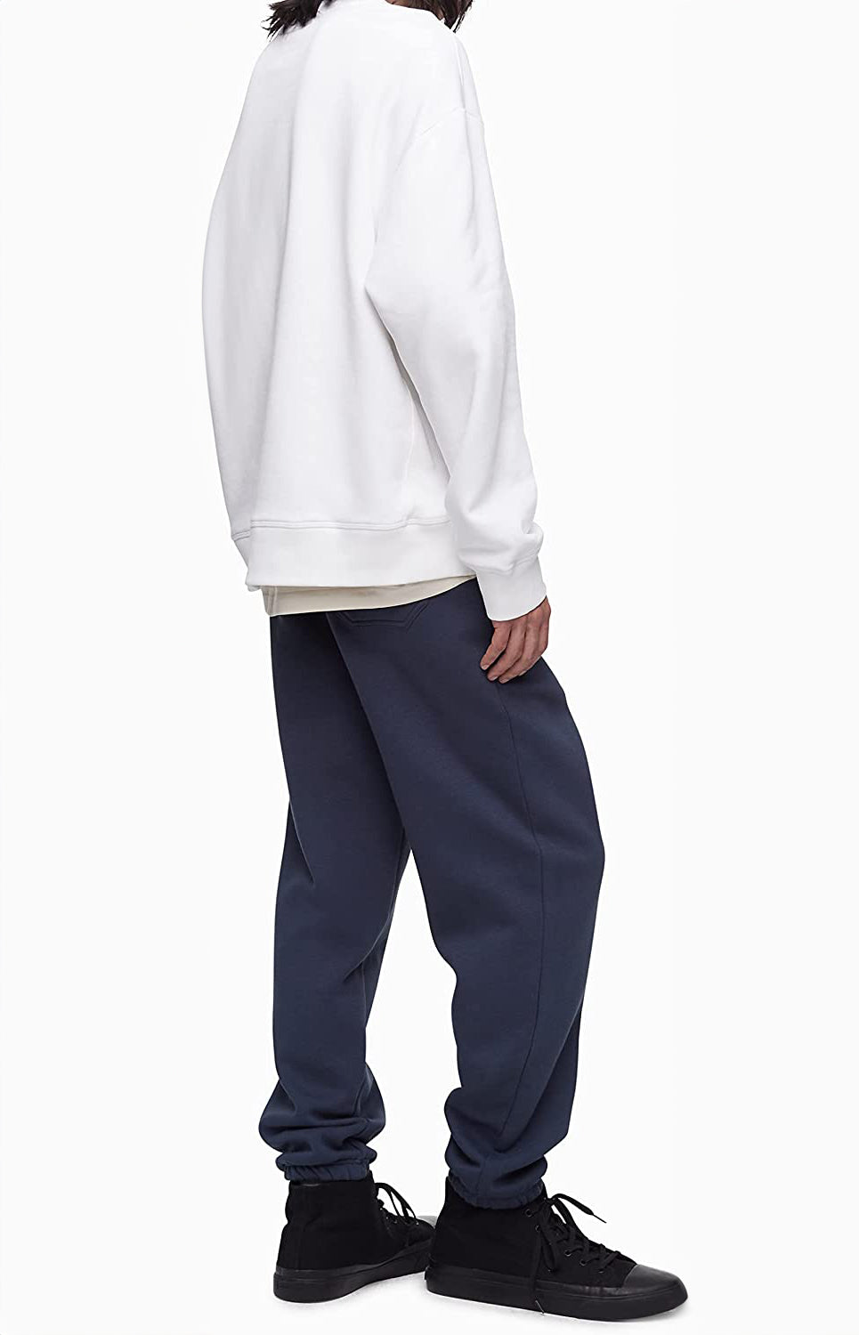 Calvin Klein Men's Relaxed Fit Monogram Logo Fleece Sweatshirt  Color Brilliant White Size XL