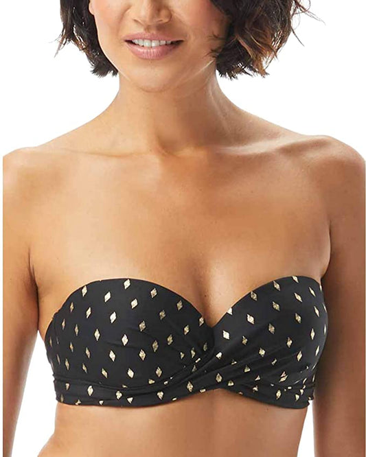 Coco Reef 5-Way Printed Underwire Bikini Top  Color Serengeti Black Size 36D/38D