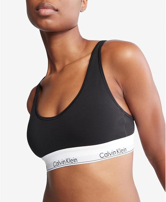Calvin Klein Modern Cotton Lightly Lined Scoopneck Bralette  Black Size L
