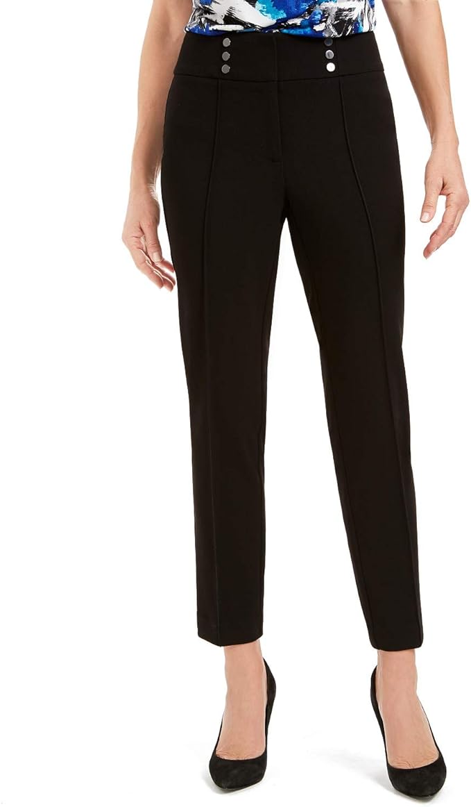Kasper Women's Button-Detail Pants  Color Black Size 14