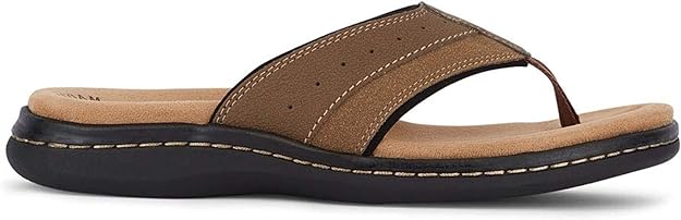 Dockers Men's Laguna Flip-Flop Sandals  Dark Tan Size 10