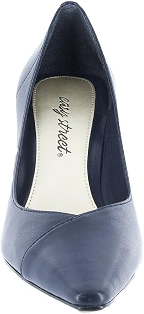 Easy Street Womens Chiffon Pointed Toe Kitten Pumps  Navy Size 9W