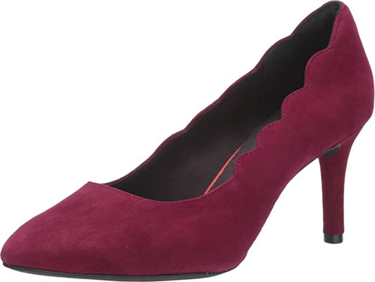 Rockport 75 mm Total Motion Pointy Toe Scallop Pump  Color Port Wine Size 8.5M