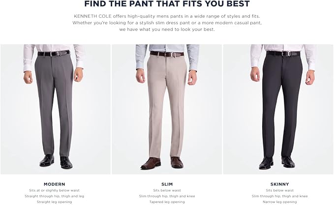 Kenneth Cole Reaction Men's Slim Fit Solid Performance Dress Pants  Natural W31xL32