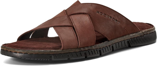 Rockport Men's Jaya Slip-On Casual Sandal  Dark Natural Leather Size 11