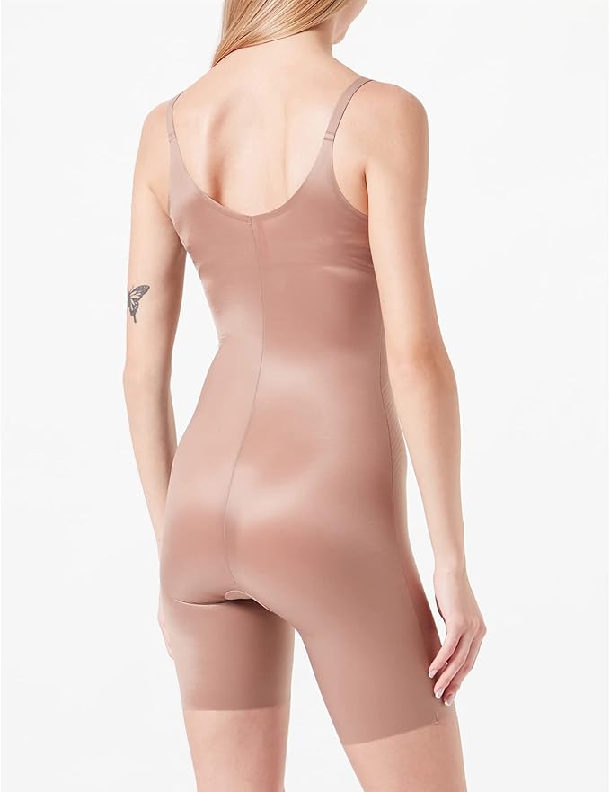SPANX Open-Bust Midthigh Beathable Contour Bodysuit  Cafe Au Lait Size S
