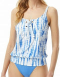 Michael Kors Tie-Dye Daydream Blouson Tankini  Color Crew Blue Tie-Dye Size M