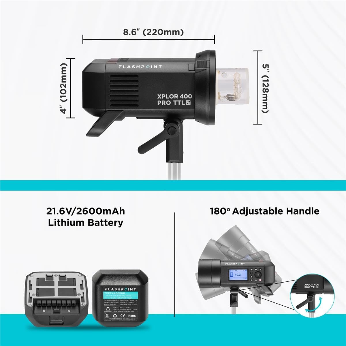 Flashpoint XPLOR 400 PRO TTL aka Godox AD400Pro Li-ion Battery-Powered HSS Strobe Light