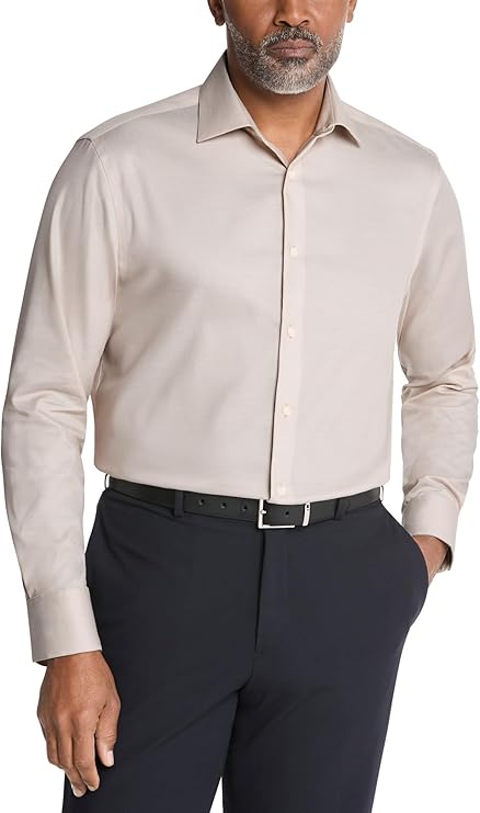 Calvin Klein Men's Regular-Fit Non Iron Stretch Dress Shirt   Sand stone 16 34/35
