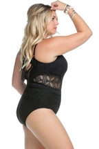 Becca ETC by Rebecca Virtue Plus Size Play Sheer Cut Out One Piece Swimsuit  Color Black Size 3X