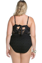 Becca ETC by Rebecca Virtue Plus Size Play Sheer Cut Out One Piece Swimsuit  Color Black Size 3X