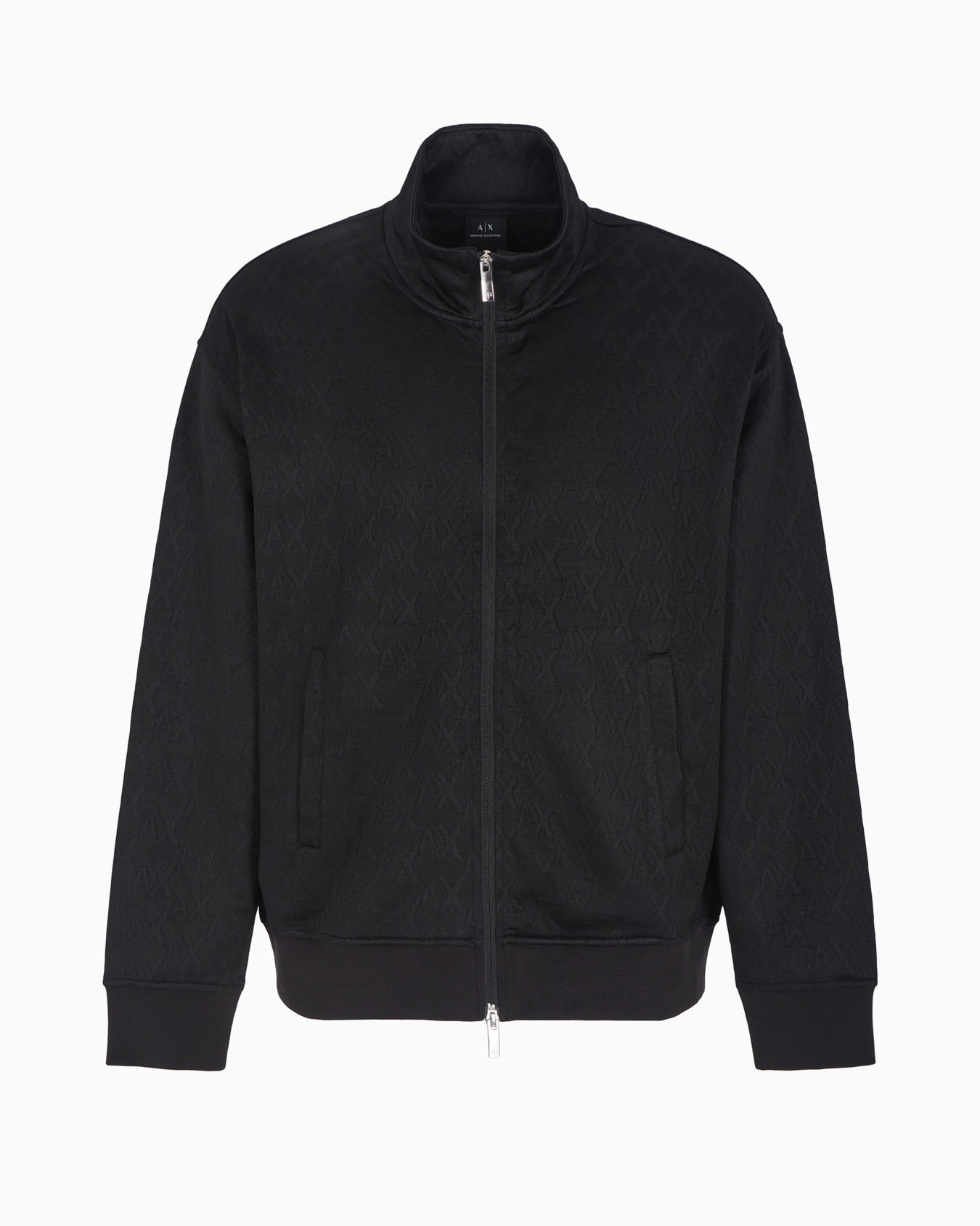 Armani Exchange Men's Tone-on-Tone Monogram Zip-up Sweatshirt  Black Size L