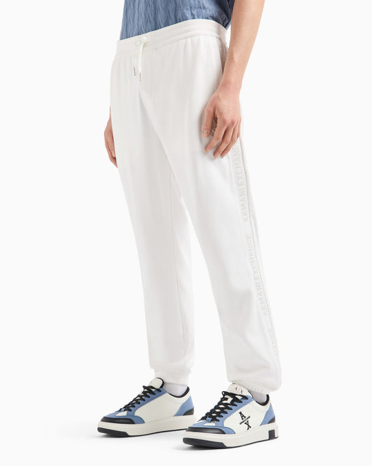Armani Exchange Men's Cotton Interlock Jogger Pants w/ Logo Tape  White Size M