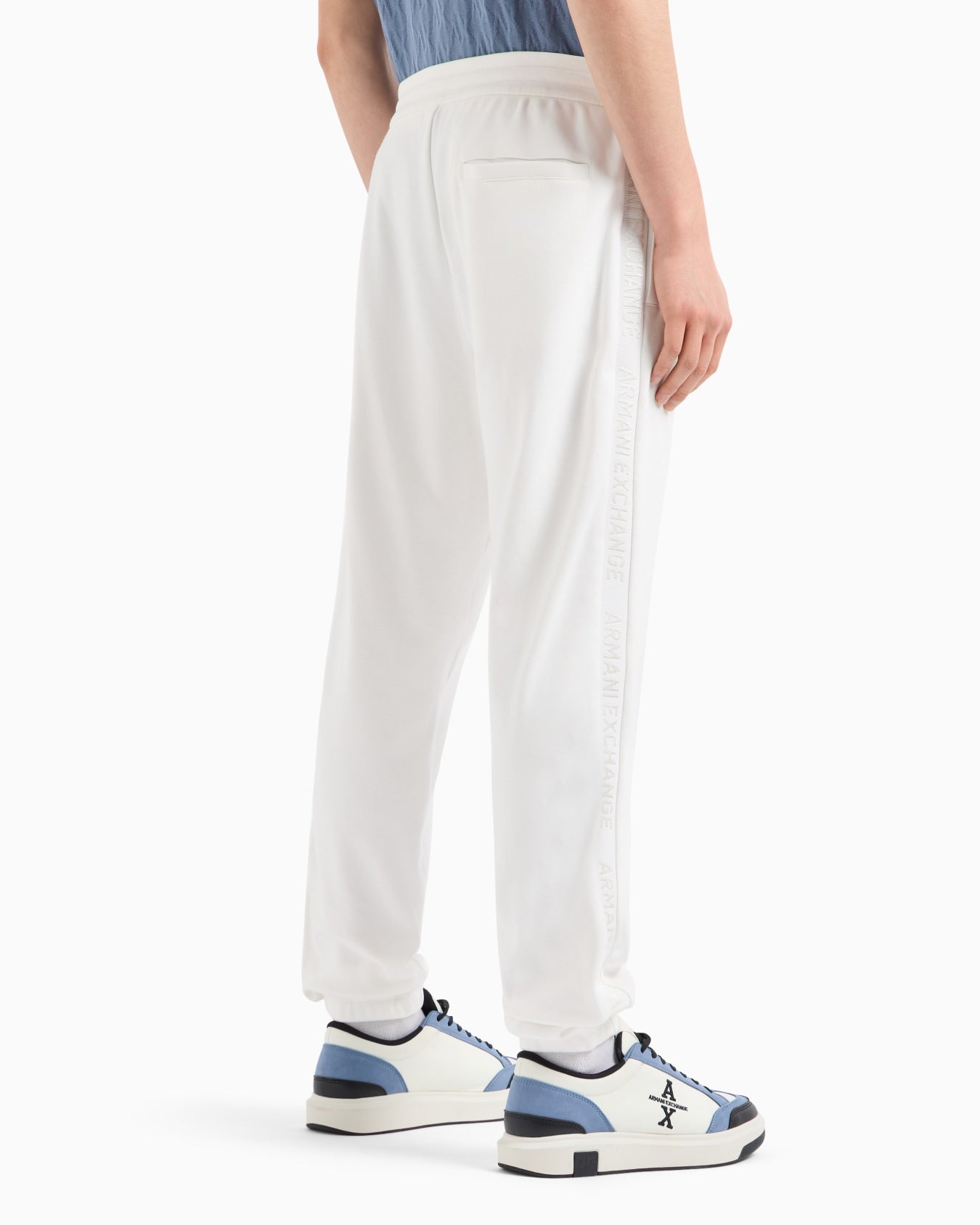Armani Exchange Men's Cotton Interlock Jogger Pants w/ Logo Tape  White Size M