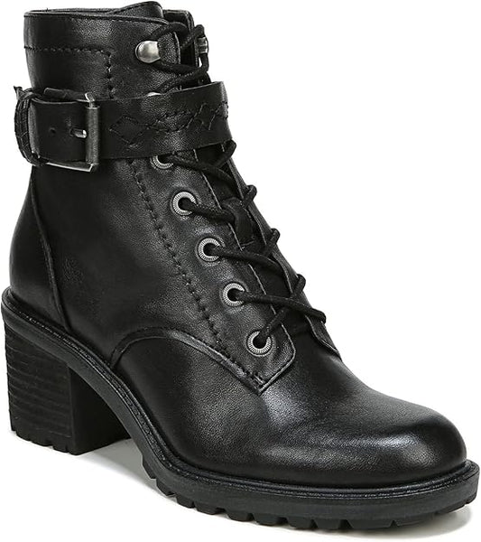 Zodiac Women's Gemma Lace Up Booties  Black Leather Size 10