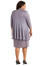 RM Richards Plus Size Two-Piece Sleeveless Dress Jacket Set  Color Silver Size 18W
