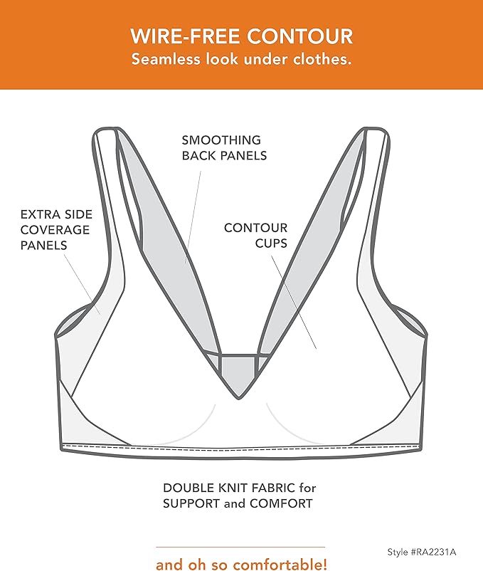 Warner's Women's No Side Effects Wireless T-Shirt Bra  Rosewater Size XL