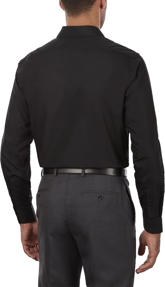Van Heusen Men's Tall Classic/Regular Fit Poplin Dress Shirt  Black 19 35/36