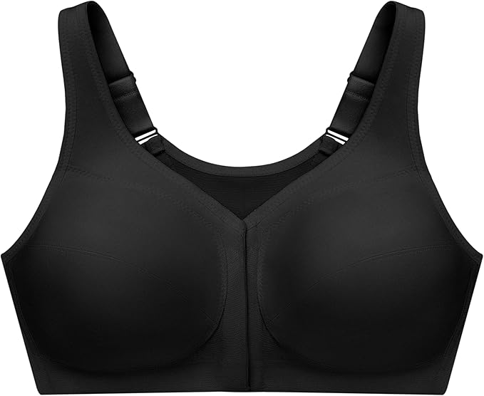 Glamorise Full Figure MagicLift Front-Closure Posture Wirefree Bra  Black Size 44J