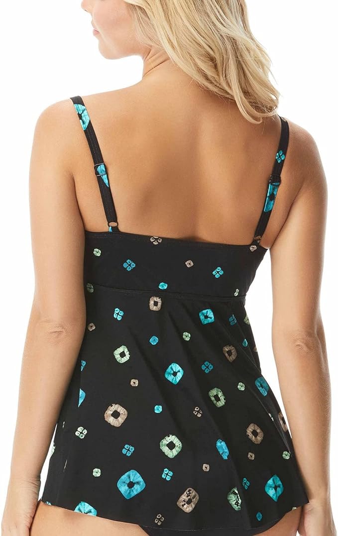 Coco Reef Printed Underwire Diamond Wrap Tankini Top  Color Tan Composition Size 8/32D