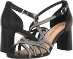 Bella Vita Women's Aliette Dress Heeled Sandal  Black Metallic Size 12W
