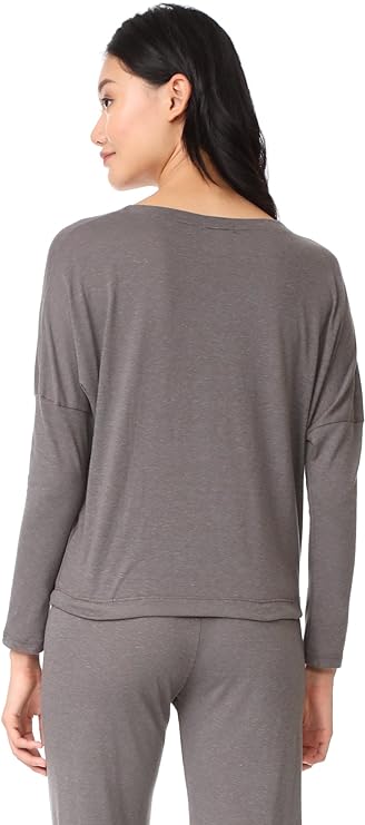 Eberjey Women's Cotton Slouchy Pajama Top  Color Heather Gray Size S Style T1110L  Long Sleeve, Drop Shoulder  Location: WOMENm18 190491042778