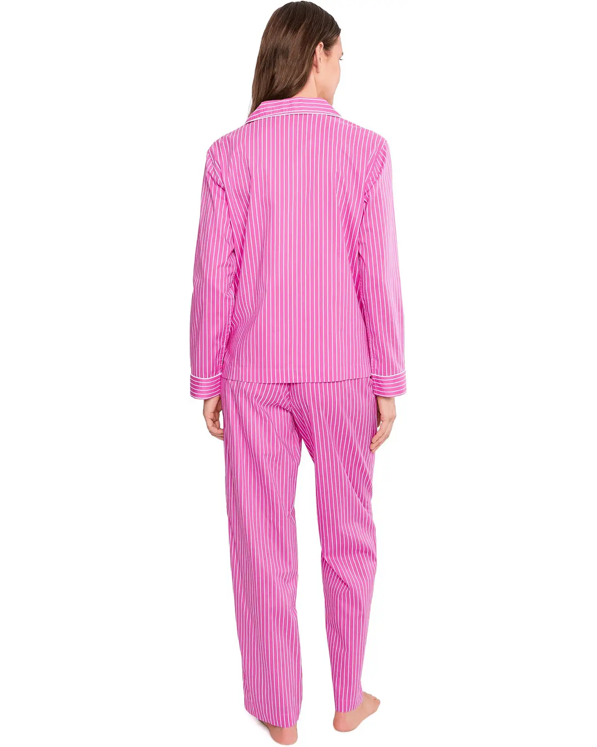 LAUREN RALPH LAUREN Women's Petite Printed Notched-Collar PJ Set  Pink Stripe Size PS