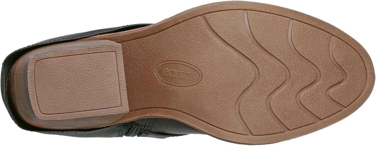 Earth Women's Savvy Ruched Block Heel Boots  Black Leather Size 8.5