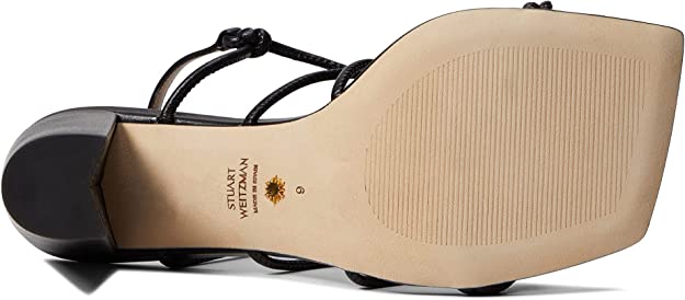 Stuart Weitzman Pearl Knot 80 Block Sandals Color Black Size EU 36.5/US 6