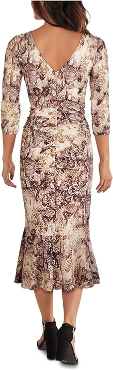 GUESS Printed Venezia Mesh Ruched Midi Dress  Color White Multi Size 4