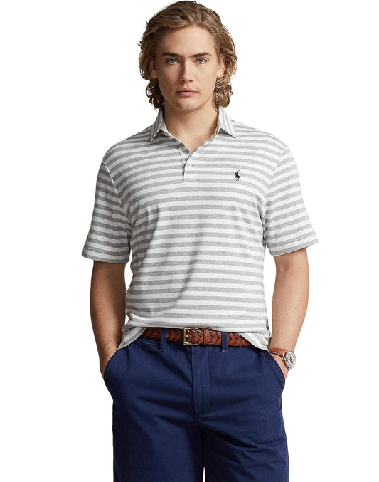 Polo Ralph Lauren Men's Classic-Fit Soft Cotton Polo Shirt  Andover Heather/White Size 2XL