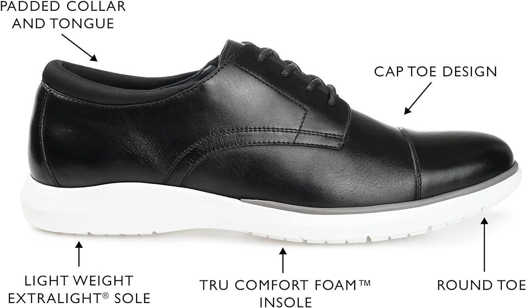 Thomas & Vine Men's Felton Cap Toe Derby Shoe  Color Black Size 12M