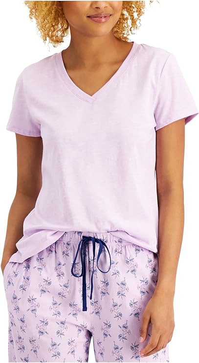 Charter Club Women's  Short Sleeve V-Neck Pajama Top  Color Lilac Moon Size S