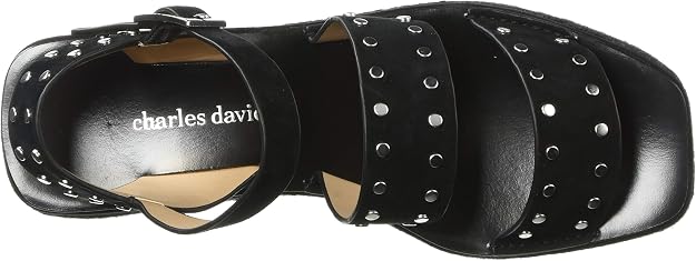 CHARLES DAVID Women's Madeira Platform Sandals  Studded Black  Size 5.5