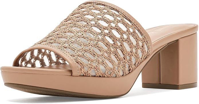 Anne Klein Women's Paros Platform Block Heel Dress Sandals  Nude Size 7