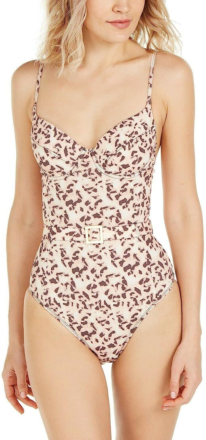 We Wore What Printed Danielle One-Piece Swimsuit  Color Tortoise Shell Size S