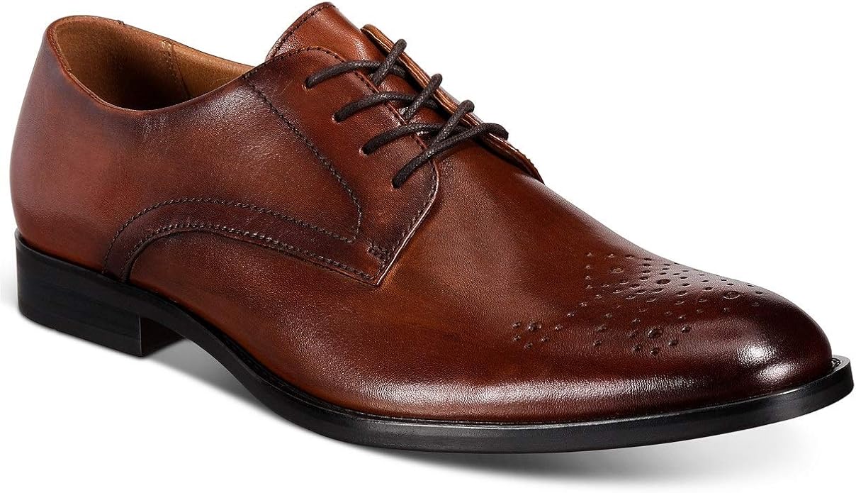 Alfani Men's Leather Darwin Lace-Up Oxfords  Tan Size 10.5