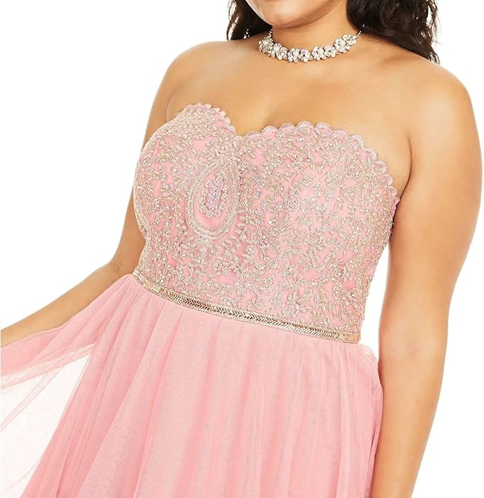 City Studios Plus Size Embellished Tulle Ball Gown  Color Passion Pink Size 18W