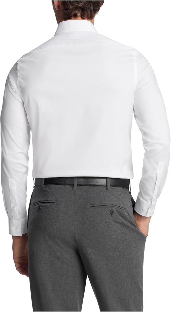 Michael Kors Men's Comfort Stretch Slim Fit Dress Shirt  White 17 34/35