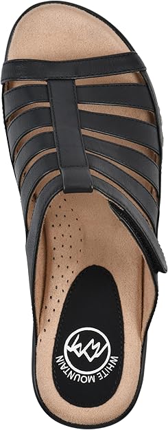 White Mountain Women's Valencia Strappy Clog Sandal  Black Burn Smooth Size 9