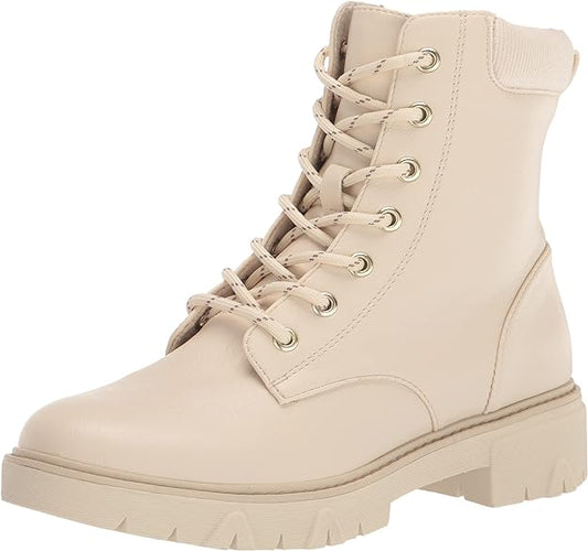 Dr. Scholl's Women's Headstart Mid Shaft Combat Boots  Color White Faux Leather Size 8.5M