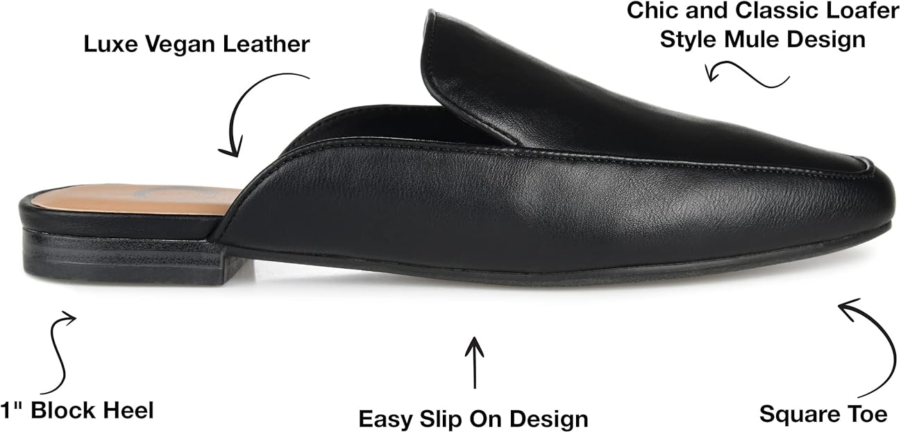 Journee Collection Women's Akza Mule Loafer Flat  Black Size 8W