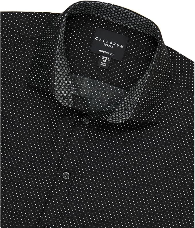 Calabrum Men's Regular-Fit Performance Dress Shirt  Black Size XL