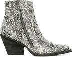 ZODIAC Women's Ramona Snake Print Leather Booties  Color Black/White Size 9M
