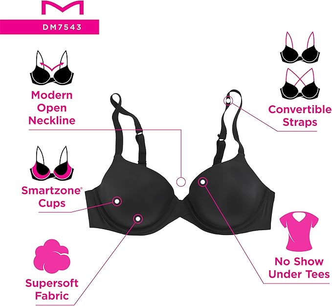 Maidenform Underwire One Fab Fit Demi T-Shirt Convertible Bra  Navy Eclipse Size 38B