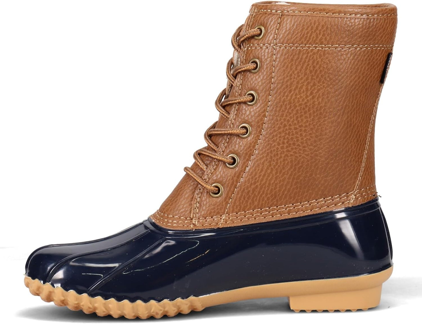JBU Women's Maplewood Waterproof Rain Mid Calf Boots  Color Navy/Tan Size 6.5M