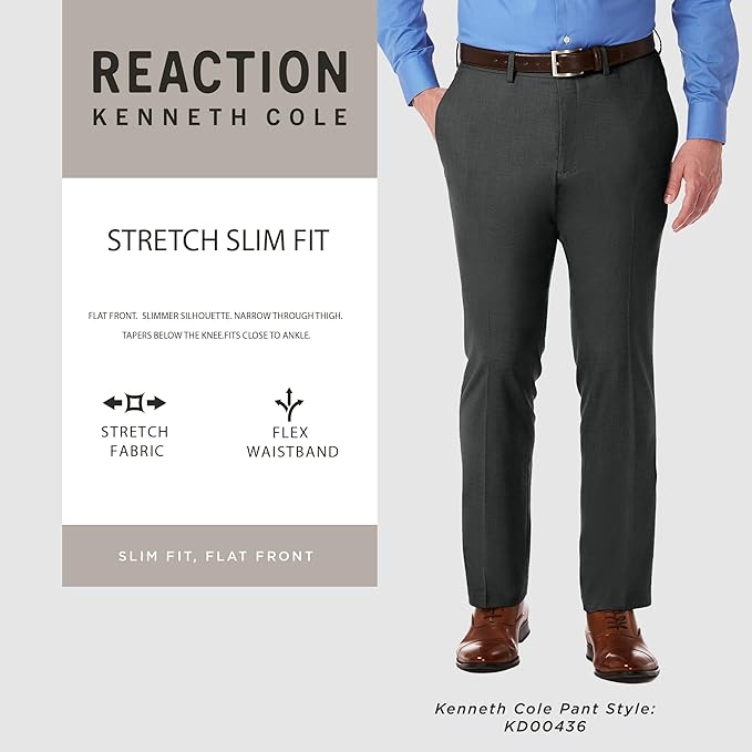 Kenneth Cole Reaction Men's Slim Fit Solid Performance Dress Pants  Natural W31xL32